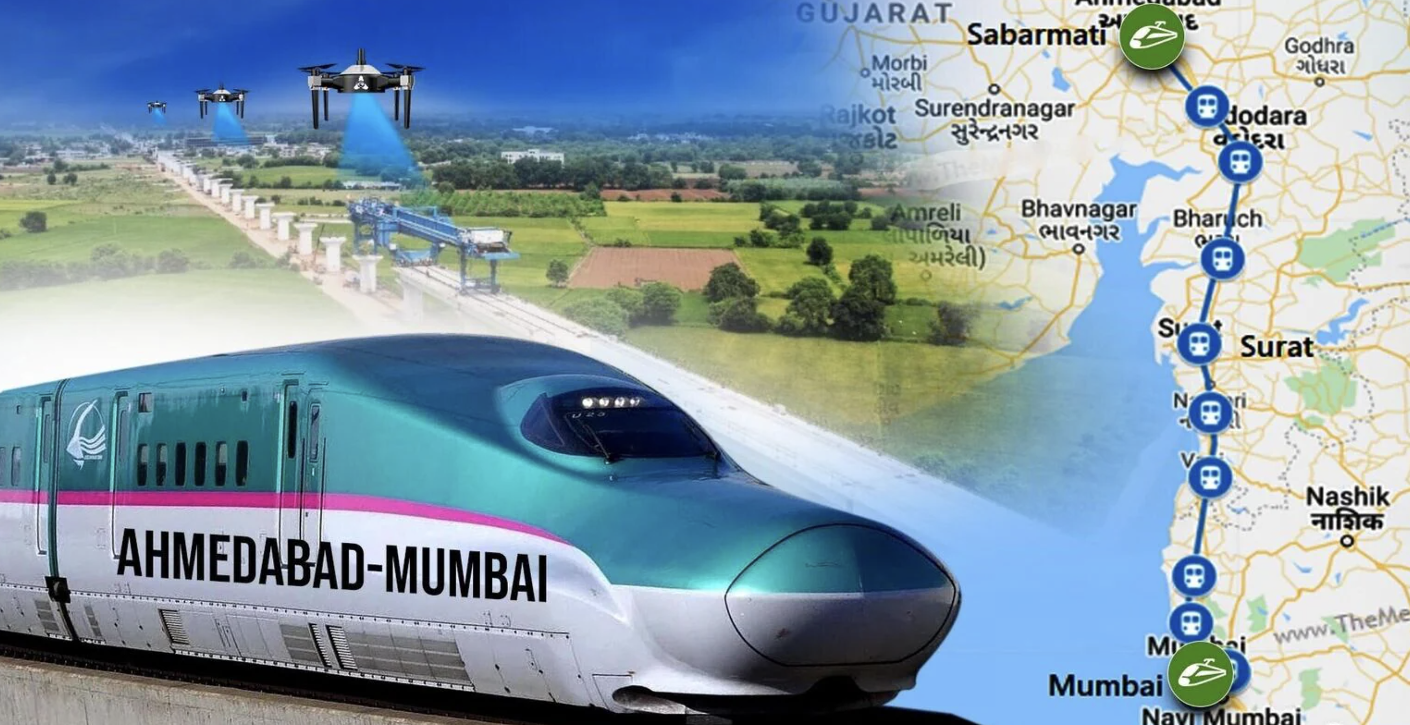 100% Land Acquired For Mumbai-Ahmedabad Bullet Train; 341 Kms Pier  Constructed!